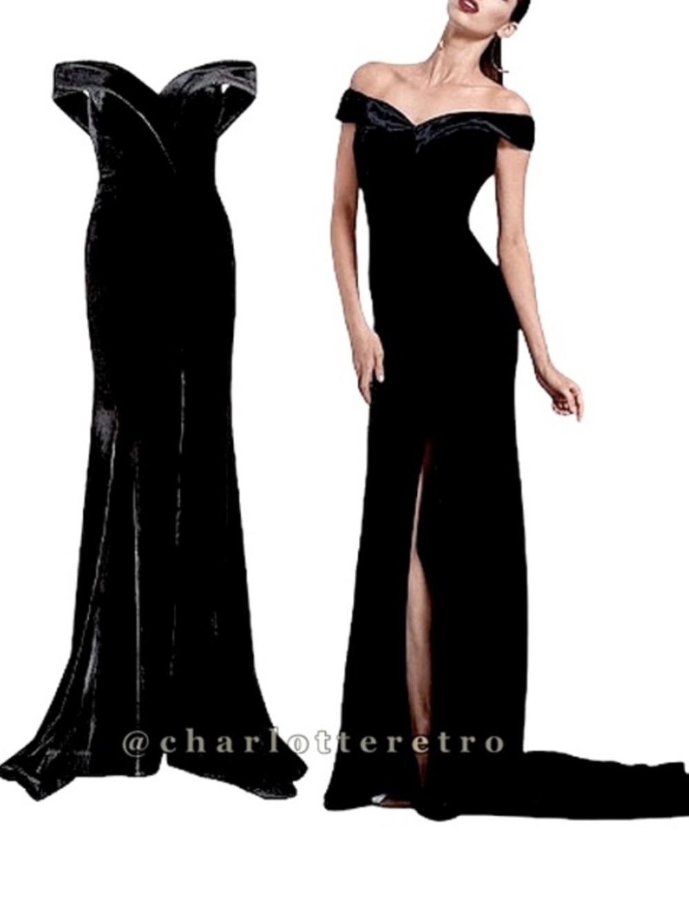 NWT Rachel Gilbert Crushed Velvet Gown